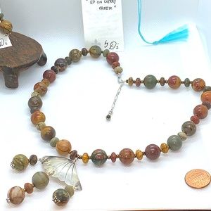Handcrafted “Up On Cherry Creek” Cherry Creek Jasper & 925 Necklace & Earrings